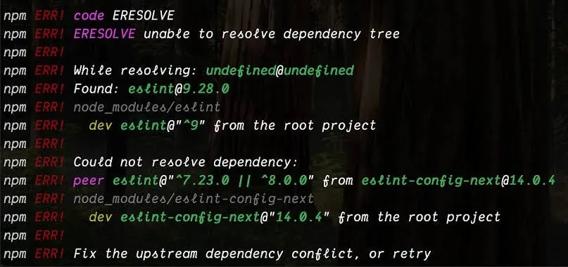Fixing “npm error code ERESOLVE — Unable to resolve dependency tree” when installing packages in a…