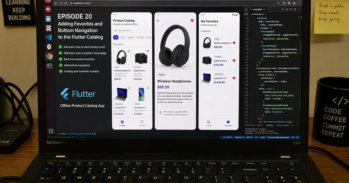 Episode 20: Adding Favorites and Bottom Navigation to the Flutter Catalog