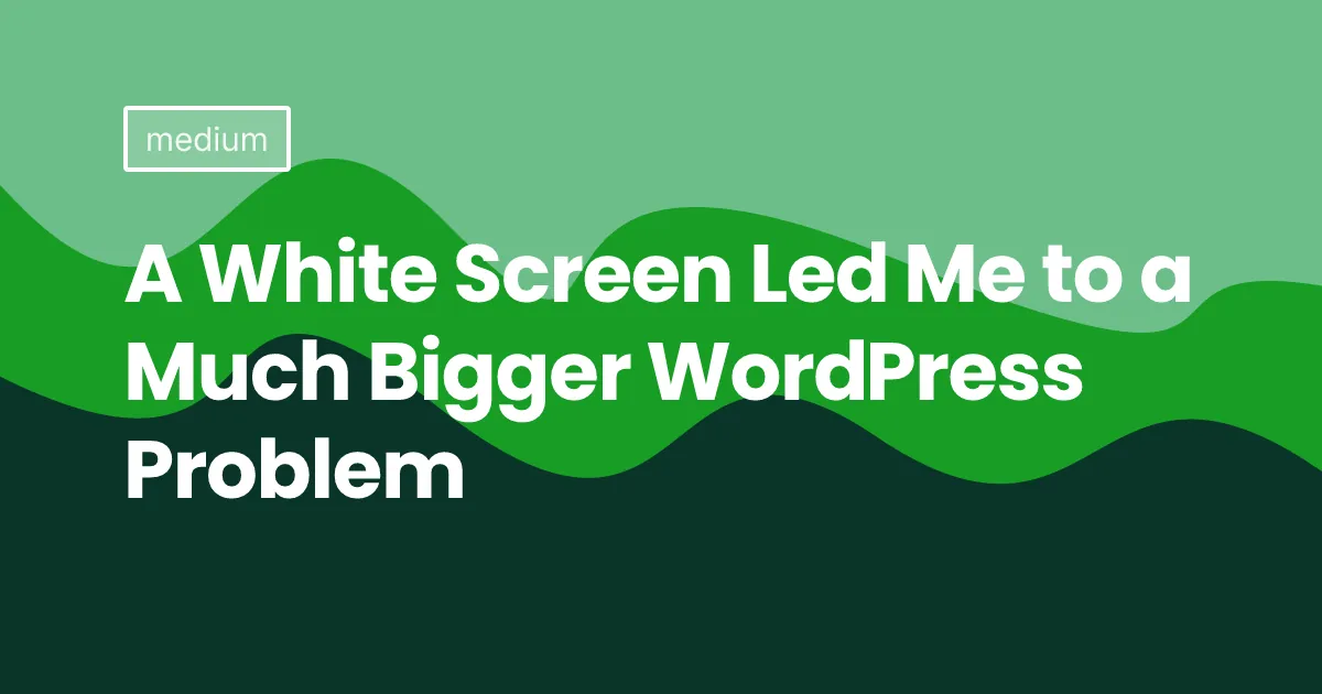 A White Screen Led Me to a Much Bigger WordPress Problem