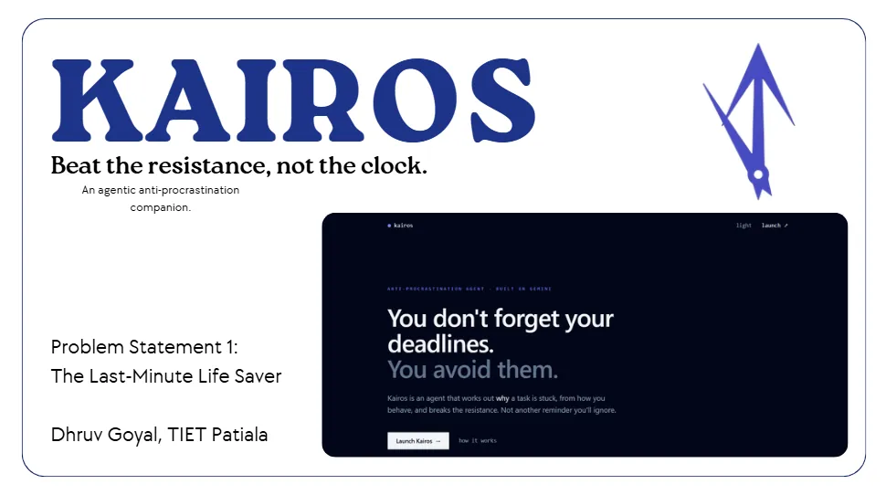 From an Idea on My Laptop to the Vibe2Ship Podium: Building Kairos Alone