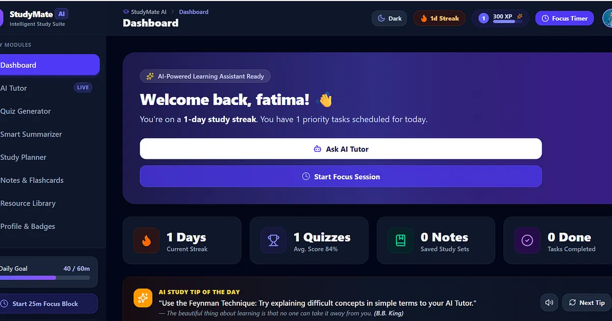 StudyMate AI: Building an AI-Powered Study Companion From Scratch