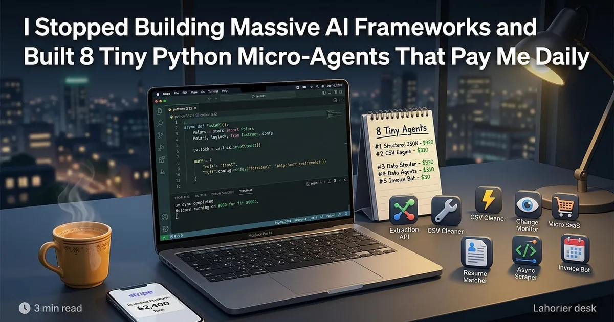 I Stopped Building Massive AI Frameworks and Built 8 Tiny Python Micro-Agents That Pay Me Daily