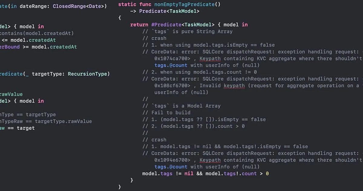 SwiftData: Some Predicates that Look FINE but Error on build or Just CRASH!