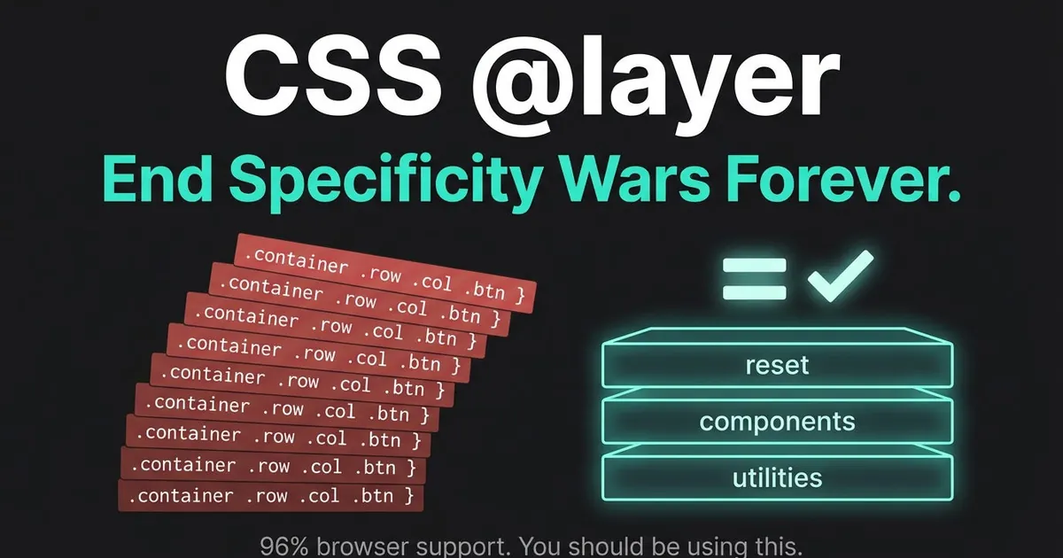 The CSS @layer Rule Solves a Problem You’ve Been Fighting for Years Without Knowing Its Name.
