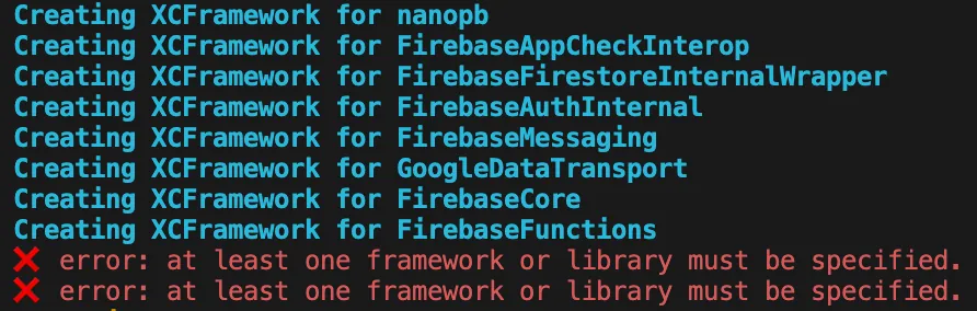 Tuist cache error: at least one framework or library must be specified: The warning was the root…