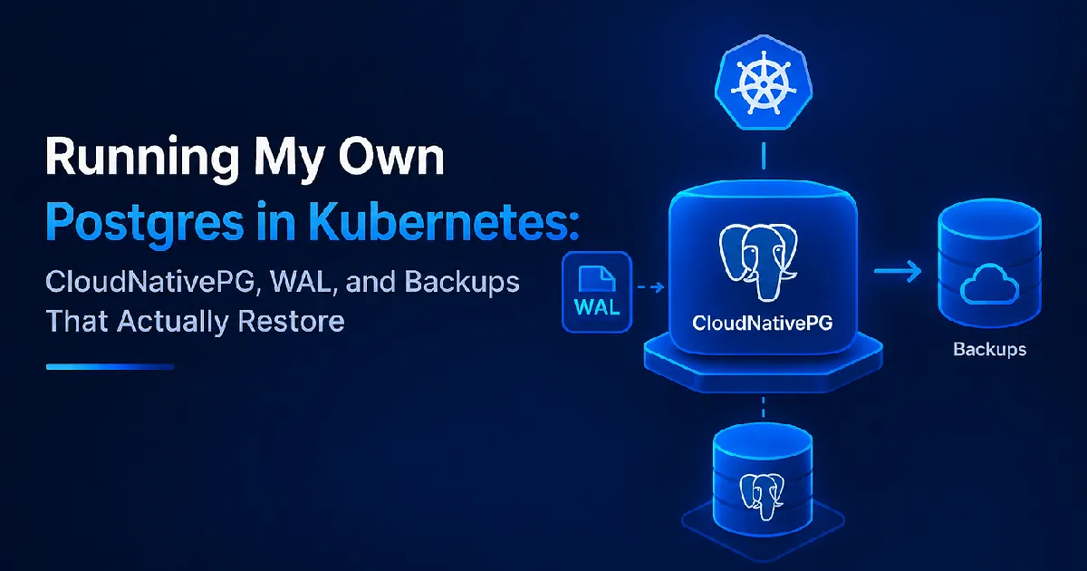 Running My Own Postgres in Kubernetes: CloudNativePG, WAL, and Backups That Actually Restore