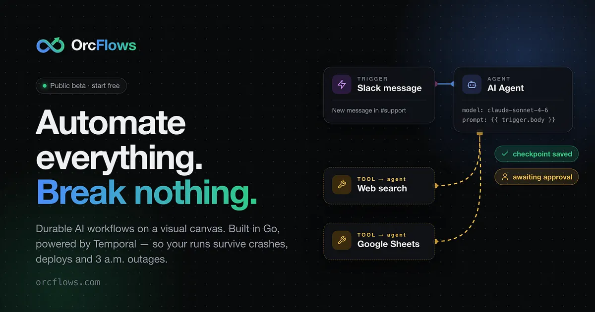 OrcFlows: AI workflow automation that doesn’t break at 3 a.m.